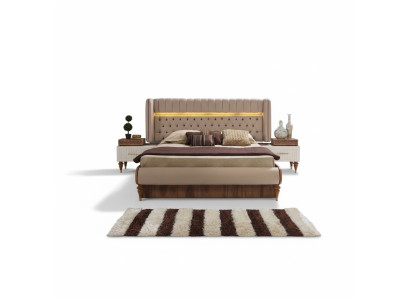 Conception de literie de lit Luxe Double Chesterfield Hôtel Nouveau Mobilier en Bois
