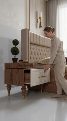 Chambre Tables de chevet Matériel Bois Style Mobilier Marron neuf Luxe