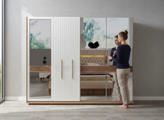 Chambre Armoire de luxe en bois avec design en verre Moderne nouveau