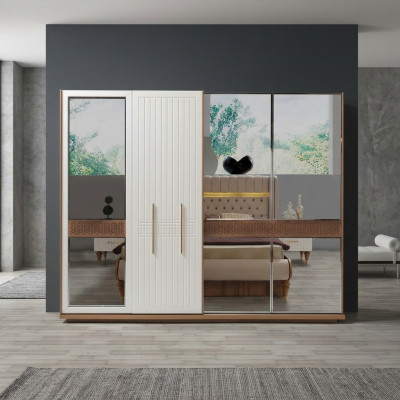 Chambre Armoire de luxe en bois avec design en verre Moderne nouveau