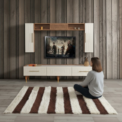 Unité murale Salle de séjour Style moderne de luxe Mobilier Unités murales Étagère 3 pièces