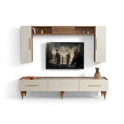 Unité murale Salle de séjour Style moderne de luxe Mobilier Unités murales Étagère 3 pièces