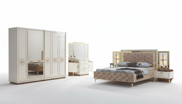 Élégant ensemble de chambre à coucher au design luxueux avec des motifs magnifiques