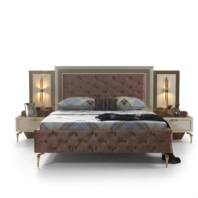 Chambre Lit Design Ameublement Luxe Literie Lits marron Moderne