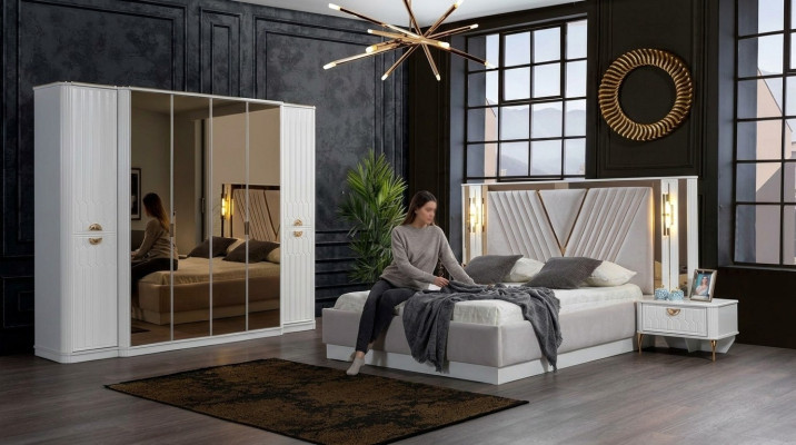 Ensemble de meubles de chambre moderne et élégant dans un design luxueux et un style contemporain.