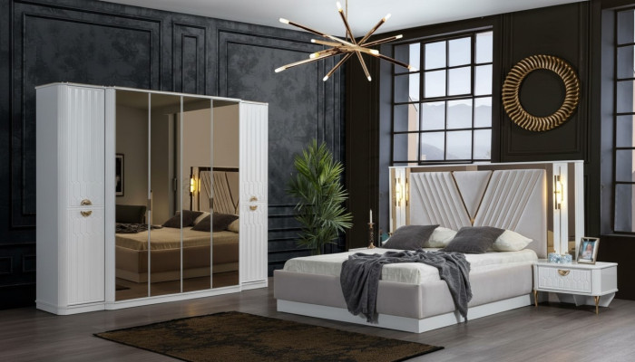 Ensemble de meubles de chambre moderne et élégant dans un design luxueux et un style contemporain.