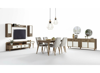 Meuble de salon avec miroir Suite en bois Marron nouveau Luxe moderne