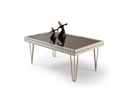 Salle de séjour Table basse Table Design Meubles de luxe 111x64 Canapé Blanc