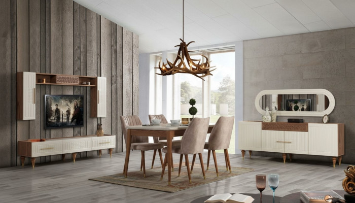 Salle à manger Ensemble Ensemble complet Table 4x chaises Groupe de restauration Bois 11pcs marron