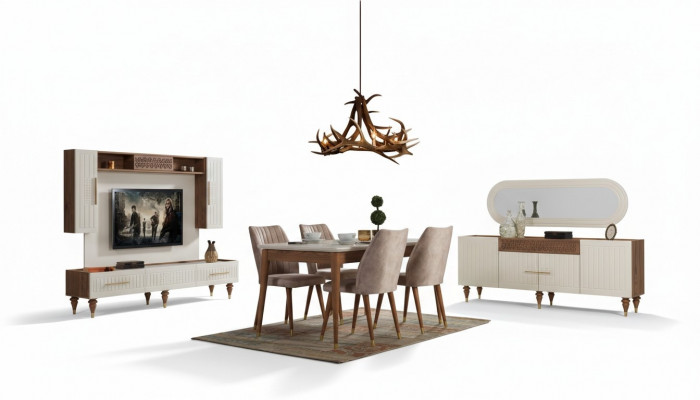 Salle à manger Ensemble Ensemble complet Table 4x chaises Groupe de restauration Bois 11pcs marron
