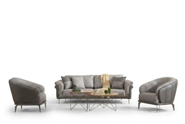 Ensemble de canapés Canapé 3 places Gris Fauteuil Salon Meubles de Luxe Design
