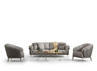Ensemble de canapés Canapé 3 places Gris Fauteuil Salon Meubles de Luxe Design