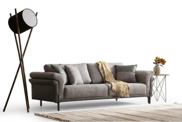 Canapé 3 places Gris Salon Design Classique Style Élégant 230cm