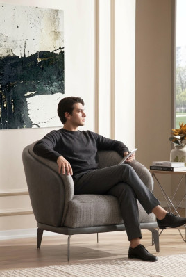 Fauteuil une place de luxe 1 siège gris tissu de siège nouveau