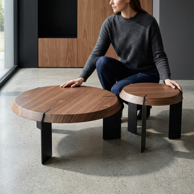Table basse Table d'appoint Table design Ronde Marron Table de salon nouvelle