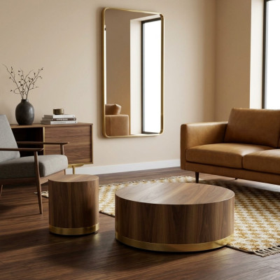 Table basse Table d'appoint Table de salon Table en bois Tables d'appoint Ronde