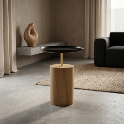 Table d'appoint Table Bois Côté Mobilier Designer Noir Table Ronde