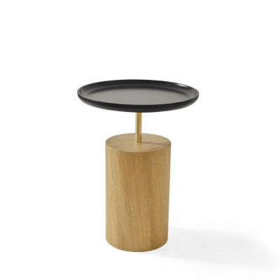 Table d'appoint Table Bois Côté Mobilier Designer Noir Table Ronde