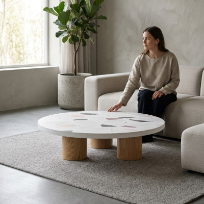 Table basse design de luxe, table en bois blanche table basse salon nouvellement côtés café