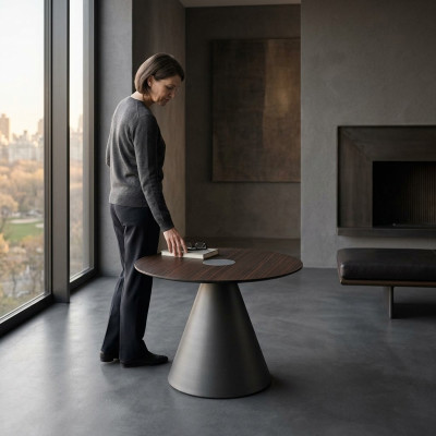 Tables d'appoint en bois de chêne massif Table basse Ronde design Table à café de luxe Nouvelle