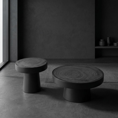 Table basse ronde ensemble de 2 pièces. Table d'appoint Tables de chambre Design