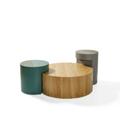 Table d'appoint Tables basses Table basse Tables rondes Marron Table de luxe 3 pièces