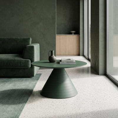 Table basse ronde grise élégante dans un style moderne pour le salon