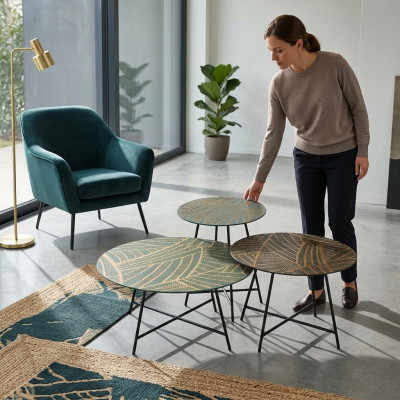 Ensemble de 3 tables basses Tables basses Tables de design Tables de salon Tables rondes