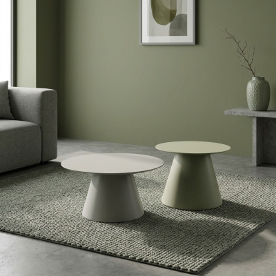 Tables basses rondes en bois pour le salon, ensemble de 2 pièces. Style luxueux.