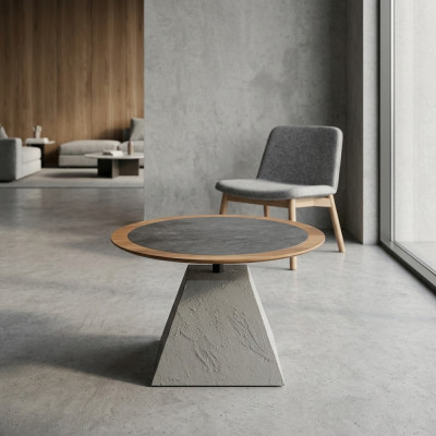 Table basse en bois rond côté design table argent meubles salon