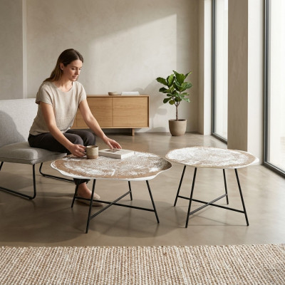Tables basses Ensemble de 2 tables basses Tables Designer rondes Table basse en 2 parties