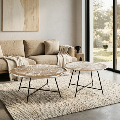 Tables basses Ensemble de 2 tables basses Tables Designer rondes Table basse en 2 parties