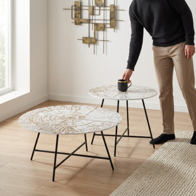Tables de café Tables Tables d'appoint Salon Moderne Luxe Marron 2 pcs.