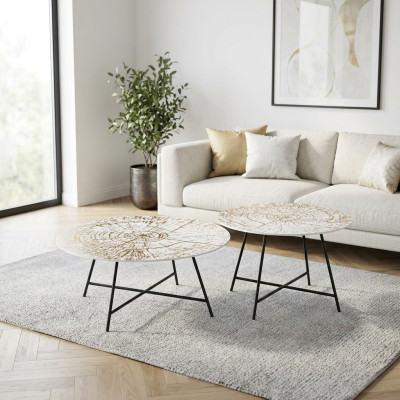 Tables de café Tables Tables d'appoint Salon Moderne Luxe Marron 2 pcs.