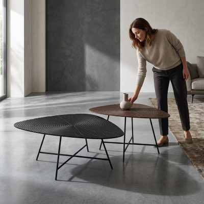 Table basse en bois Table d'appoint Table basse Design Table de salon 2 pcs.