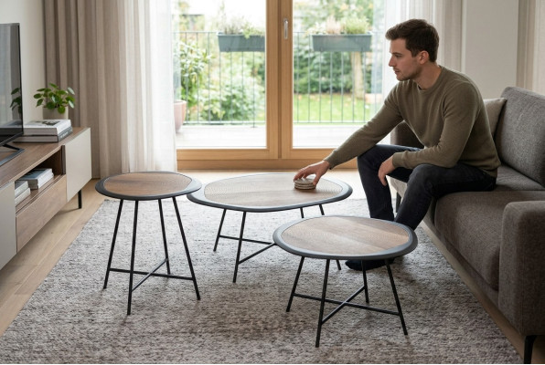 Tables basses Tables d'appoint Tables rondes Style italien noir