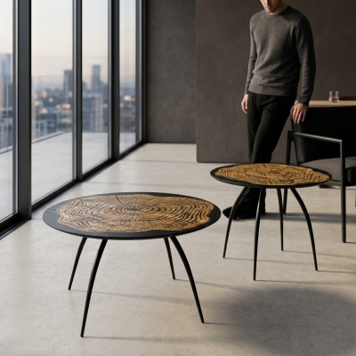 Tables basses de design de luxe Noires Tables rondes de Salon Côté