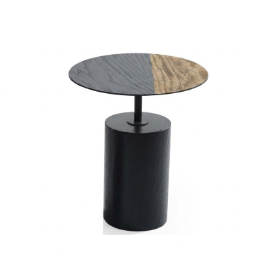 Table basse ronde en bois design noir pour salon