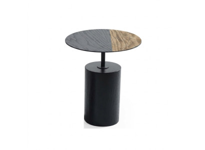 Table basse ronde en bois design noir pour salon