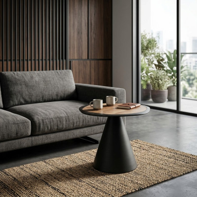 Table basse design Table d'appoint Salon Noir Table Mobilier Rond