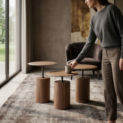 Tables basses de design de luxe Tables d'appoint en bois pour le salon Ensemble de 3 pièces.