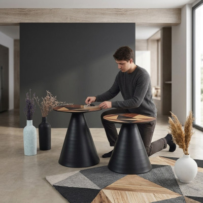 Ensemble de designer avec 2 tables basses de style contemporain pour le salon