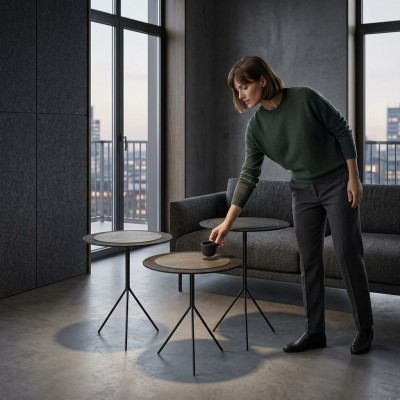 Tables basses Tables d'appoint Salon Moderne Luxe Marron 2 pièces.