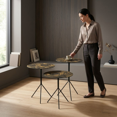 Tables rondes Table Tables basses Tables de luxe Design Tables d'appoint 3 pcs.