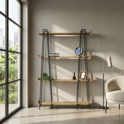 Étagère élégante et fonctionnelle en bois pour le salon