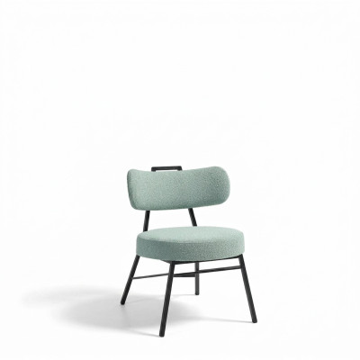 Élégante chaise de salle à manger grise avec siège rembourré rond