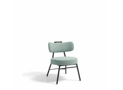 Élégante chaise de salle à manger grise avec siège rembourré rond