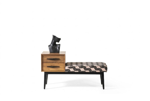 Siège Tabouret Rembourrage Tabouret Tabouret Textile Marron Bois Style Luxe Designer neuf