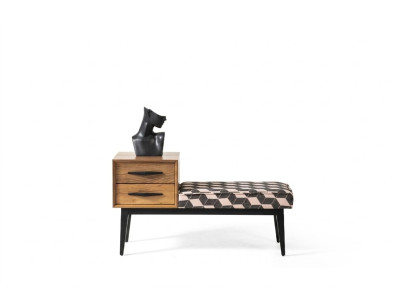 Siège Tabouret Rembourrage Tabouret Tabouret Textile Marron Bois Style Luxe Designer neuf