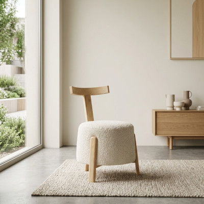 Chaise Salle à manger Chaise rembourrée Salon Blanc Siège textile Fauteuil Bois nouveau